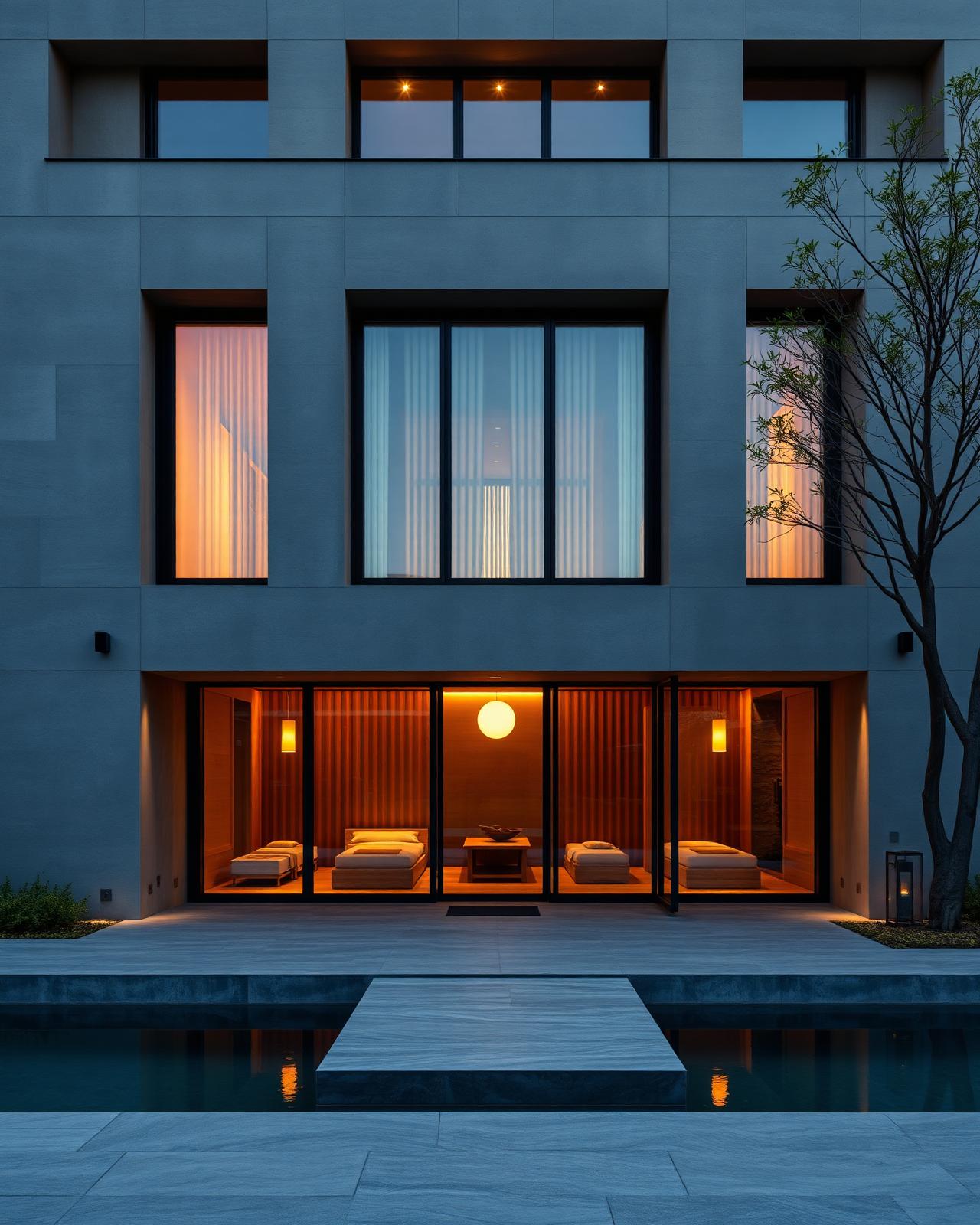 Upkey atelier exterior at dusk